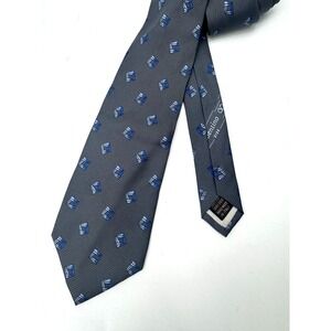 Valentino Cravette Mens 100% Silk Tie Charcoal Gray Geometric Square 58.5 X 3.5